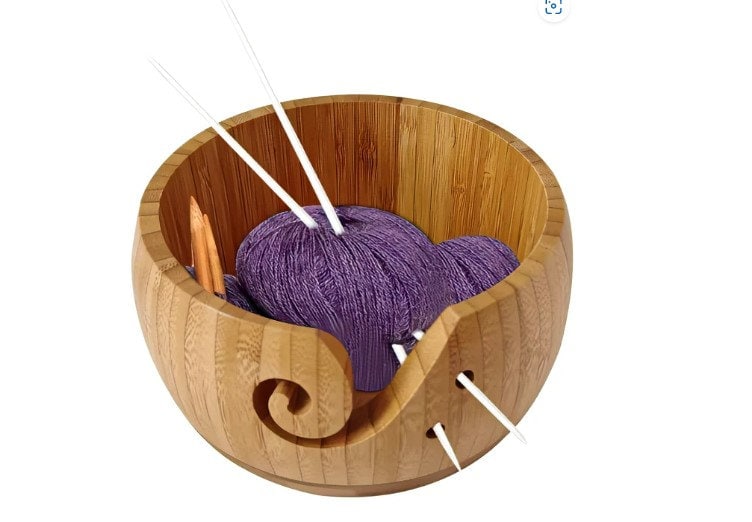 Wood Yarn Bowl - Crochet Bowl - Knitting Yarn Holder - Natural Wooden Yarn Bowl, Holder - Gift For Knitting & Crochet - Wooden Yarn Holder