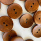 5 brown wooden buttons - 25mm (1 inch) - 2 holes - round sewing wood buttons 25mm