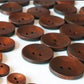 5 brown wooden buttons - 25mm (1 inch) - 2 holes - round sewing wood buttons 25mm