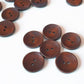 5 brown wooden buttons - 25mm (1 inch) - 2 holes - round sewing wood buttons 25mm