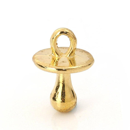 10 Gold Plated Pacifier Baby Charm Pendant - Gold Plated - Lead and Nickel Free - 13mm x 9mm (1/2" x 3/8") B0112592