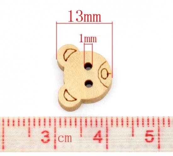 Teddy Bear Buttons, Baby Buttons, Doll Clothes Buttons Small Wooden Buttons, 13mm, 1/2 Inch (28)