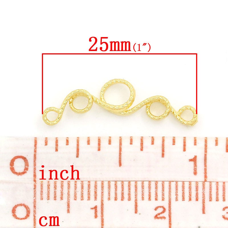 5 Gold Plated Vine Connector Charm - Gold Plated - Cadmium Free - 25mm x 5mm (1" x 1/4")( K15131)