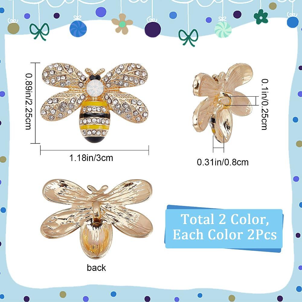 Bee Embellishments | Bumble Bee Button | Rhinestone Center | Cute Buttons(butt-gf0001-14-p)