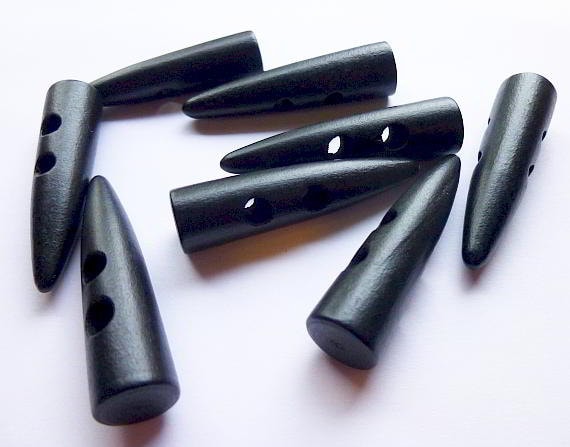 30 Large Toggle Wooden Buttons - Black Finish - 54mm x 13mm（2 1/8" x 1/2") - Black Large Wood Toggle Button (Y33710)