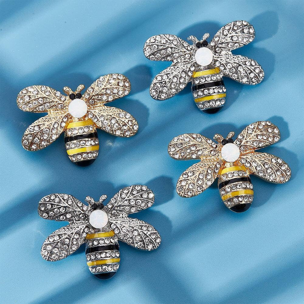 Bee Embellishments | Bumble Bee Button | Rhinestone Center | Cute Buttons(butt-gf0001-14-p)