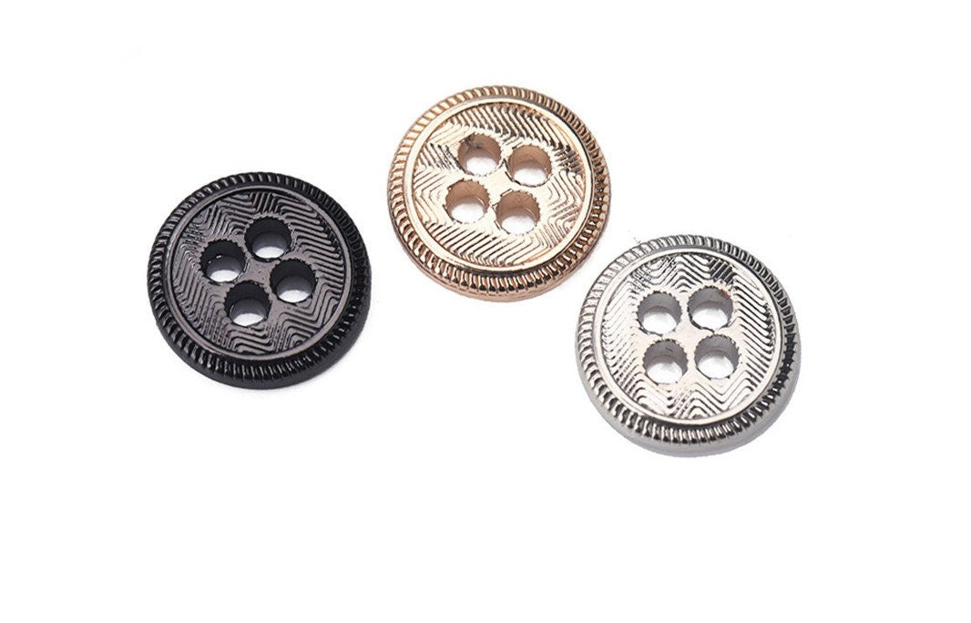 10 Silver, Gold or Gunmetal Buttons - 10mm - 4 hole - Doll Buttons - Mini Button - Small Buttons - Lead and Nickel Safe (48,49,50)