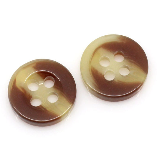 50 Acrylic Resin Buttons - 11mm - Brown Cream - 4 Hole - Resin Button (31154)