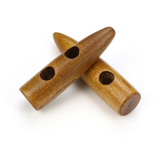 Toggle Wooden Buttons - Brown Finish - Horn Shaped - 50mm - Wood Toggle Button (815)