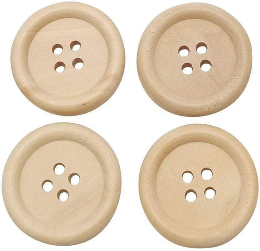 WHOLESALE Natural Wooden Buttons - 25mm (1 inch) - 4 Hole - Wood Button (NNA0Z3Q)