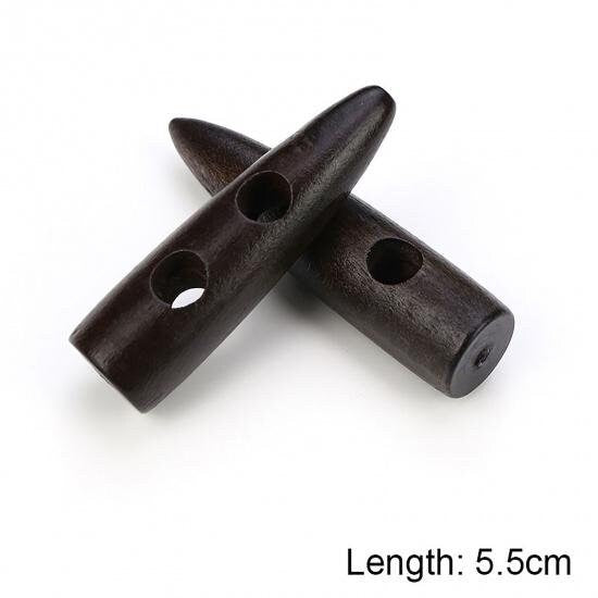 Wood Toggle Dark Brown Finish - Wooden Buttons - 55mm - Wood Toggle Buttons 663838(b663838-p)