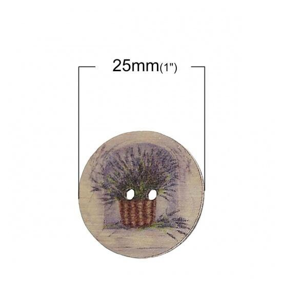 Mixed Color Flowers Wooden Buttons - Muti Colored Flower Wood Button - 25mm (approx. 1 Inch) (141)