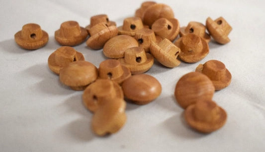 Wooden Shank Buttons / Made in Italy / Maple Wood / Brown Finish / Classic Round / Small 12mm Buttons (W995 maple 12mm shank)