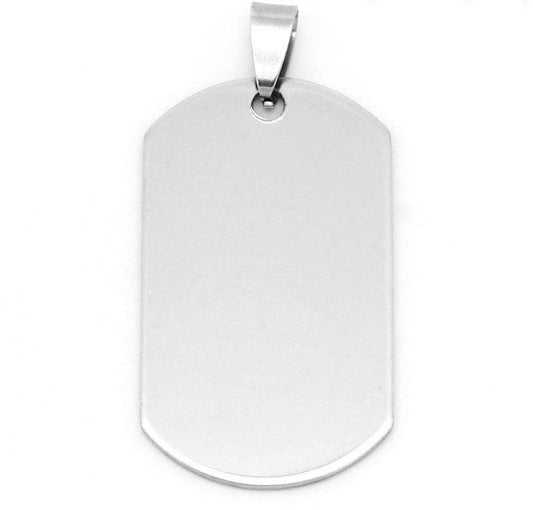 2 Stainless Steel Charms Pendants - Rectangle - 5cm x 2.4cm (2" x 1") - Silver Finish - Metal Charm or Pendants (28776)