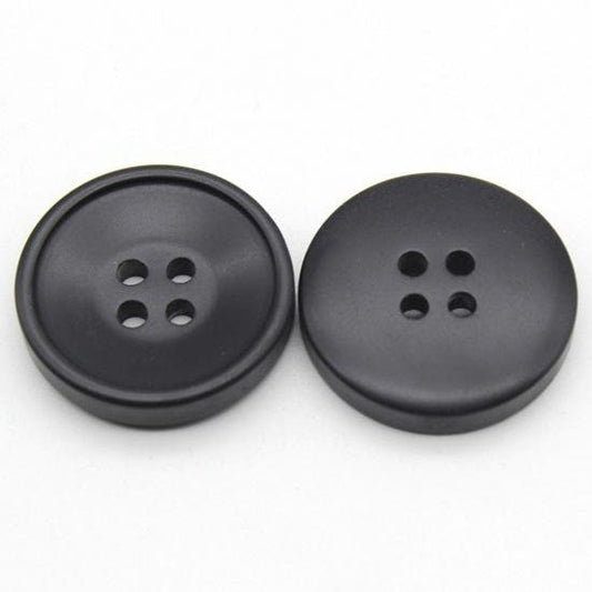 Black Acrylic Buttons - 25mm Matte - Large Buttons - 1 Inch - 4 Hole - Black Coat Buttons (872247)