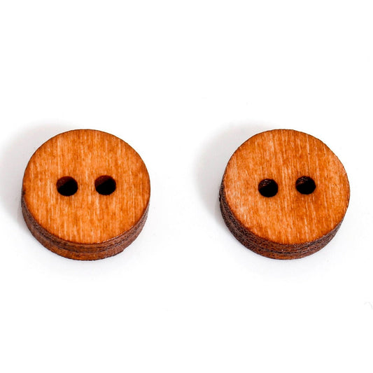 Brown Wooden Buttons - 11mm - 2 Hole - Rustic Wood Button (b20326)