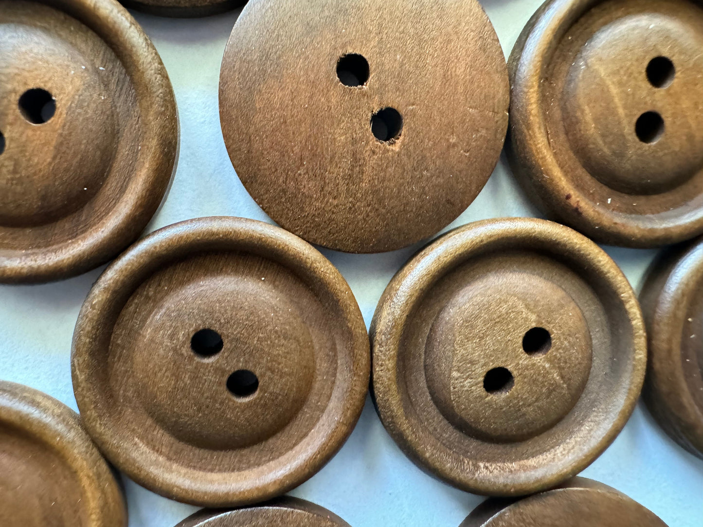 Brown Wooden Buttons - 25mm (1 Inch) - 2 Holes - Carved Dome Center - Round Sewing Wood Buttons 25mm (262)