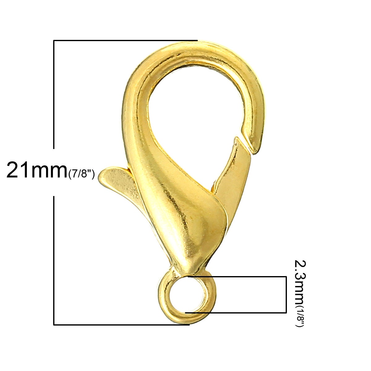 5/50 Large Gold Plated Lobster Clasps - 21mm x 12mm - Parrot Clasp Gold (34167)