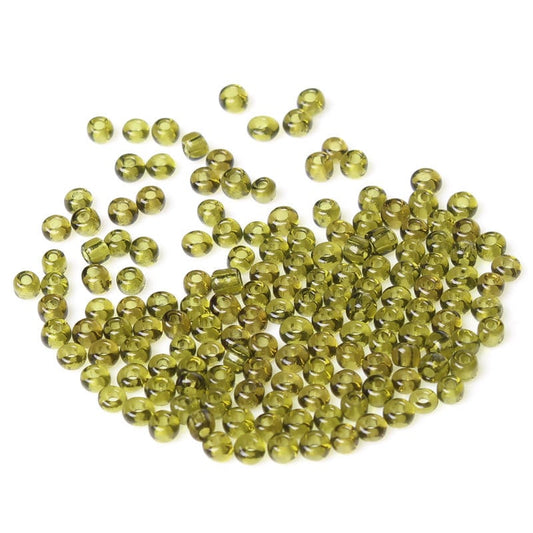 8/0 Glass Seed Beads 25g - 1000 Beads - Olive Green - 3mm x 2mm - Small Glass Beads (32973)