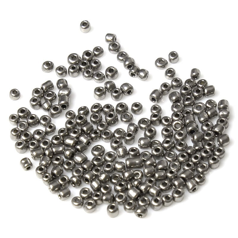 10/0 Glass Seed Beads 25g (1389 Beads) - Dark SIlver Grey - 2mm x 2mm - Small Glass Beads (33147)