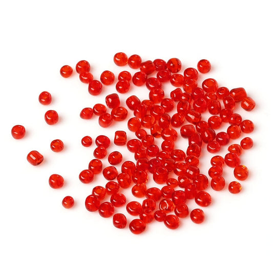 6/0 Glass Seed Beads 25g (333 Beads) - Red - 4mm x 3mm - Small Glass Beads (32988)