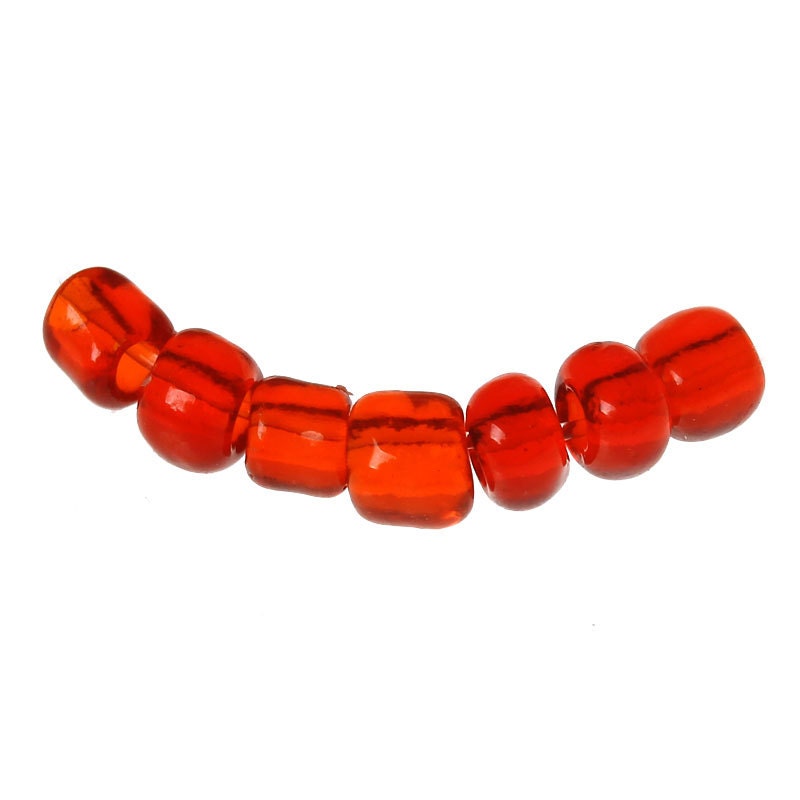 6/0 Glass Seed Beads 25g (333 Beads) - Red - 4mm x 3mm - Small Glass Beads (32988)