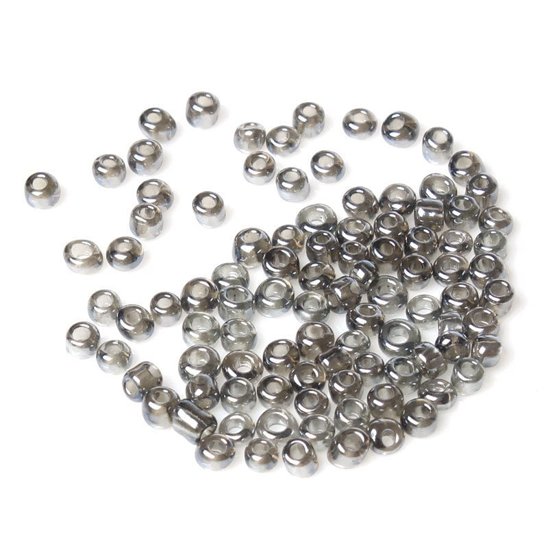 8/0 Glass Seed Beads 25g (Approx. 1000 Beads) - Smoky Gray - 3mm x 2mm - Small Glass Beads (33140)