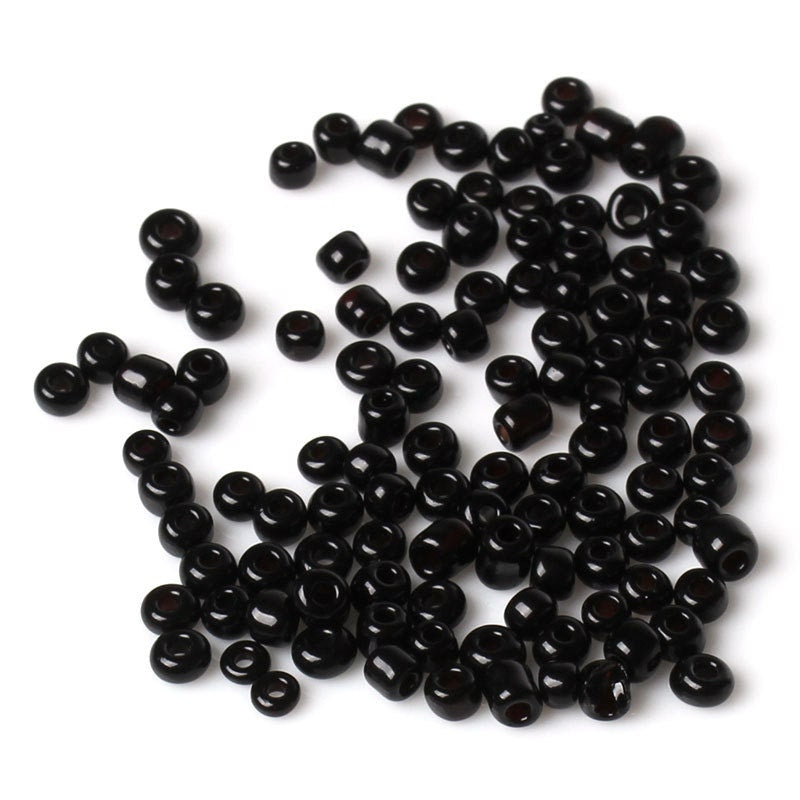 8/0 Ceramic Seed Beads 25g (781 beads) - FREE Storage Vial - Black - 3mm x 3mm - Small Ceramic Beads (33025)