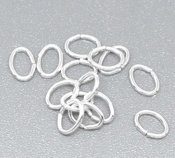 Silver Plated Oval Open Jump Rings - 5.5mm x 4mm - Oval Jump Rings Silver - Lead Nickel Free -100 pieces (10861)