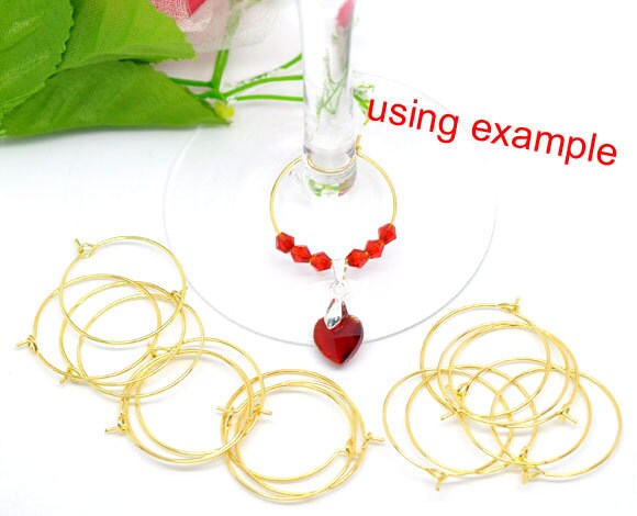 Gold Plated Wine Glass Charms - Gold Plated - Lead Nickel Free - 25mm 10/50/100 (08163)