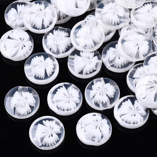 Resin Buttons 14mm X 14mm - White Translucent Flower Pattern - Shank - Acrylic Button (03b)