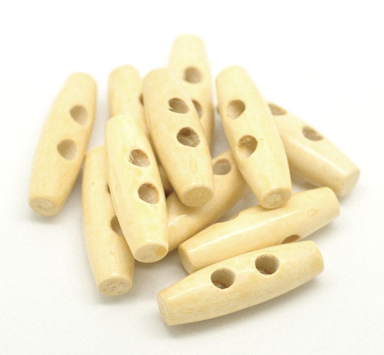 Natural Toggle Wooden Buttons - Light Finish - 37mm (1.4 inches) - Wood Toggle Button Natural (NNA0YUV)