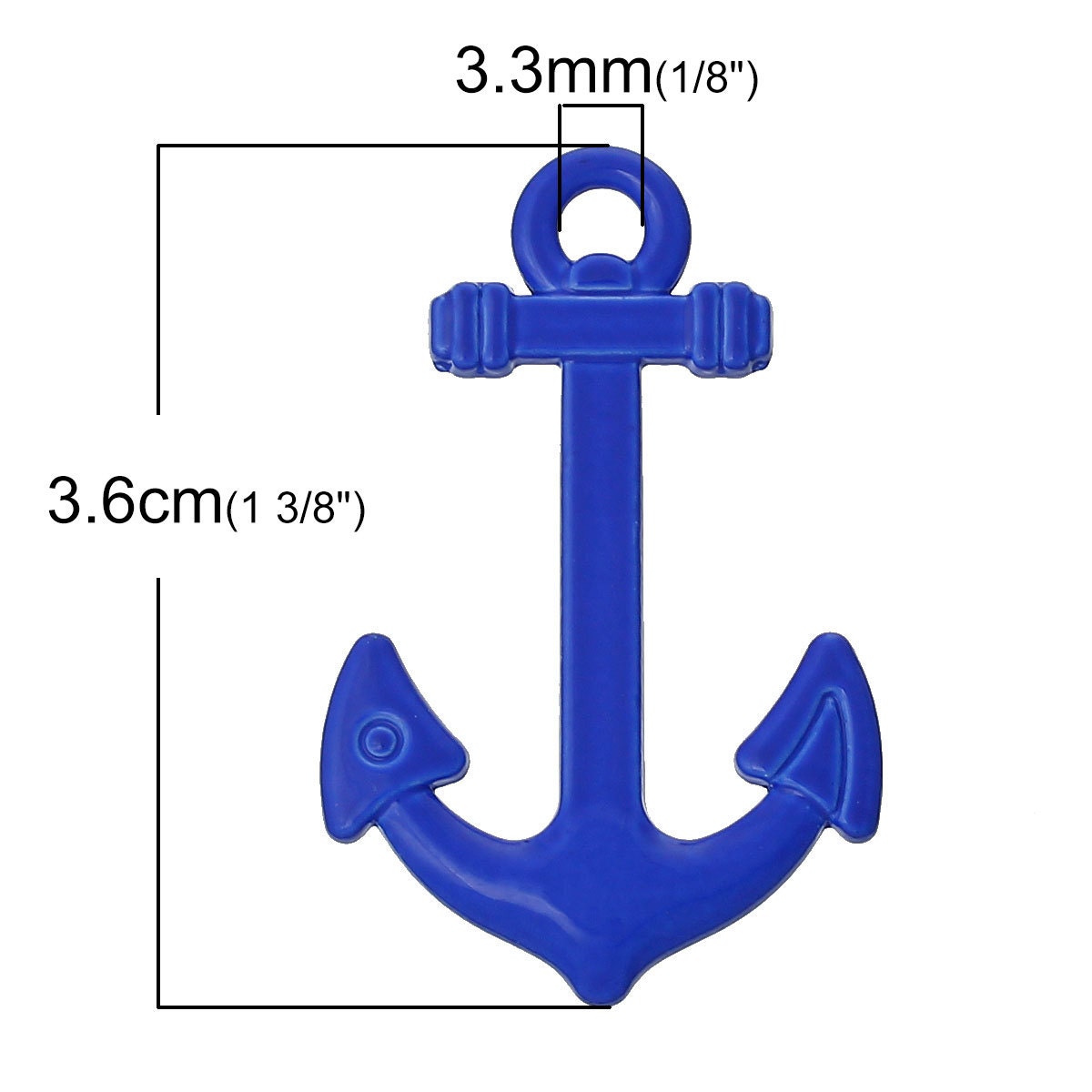 Anchor Charm Connector - Pink, Navy Blue, White, Green, Red - 3.6cm x 2.3cm (1 3/8" x 7/8") (42285)