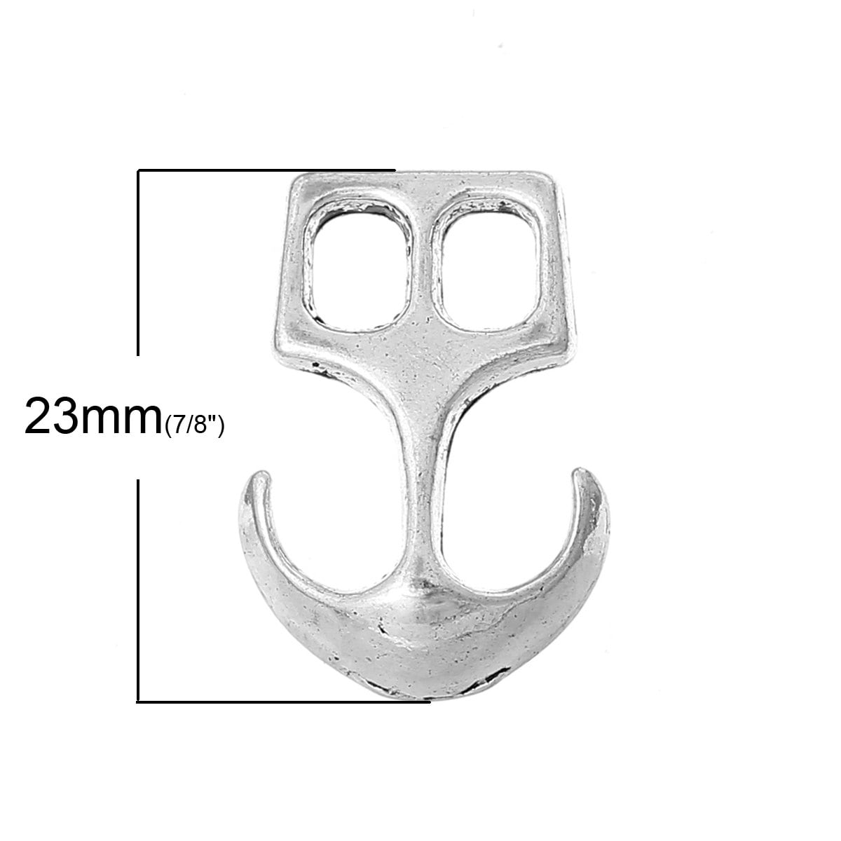 Anchor Clasp Connector - Silver - 23mm x 16mm (7/8" x 5/8") - Silver Anchor Clasp for Leather Bracelet - Clasps for Leather Finding (34508)