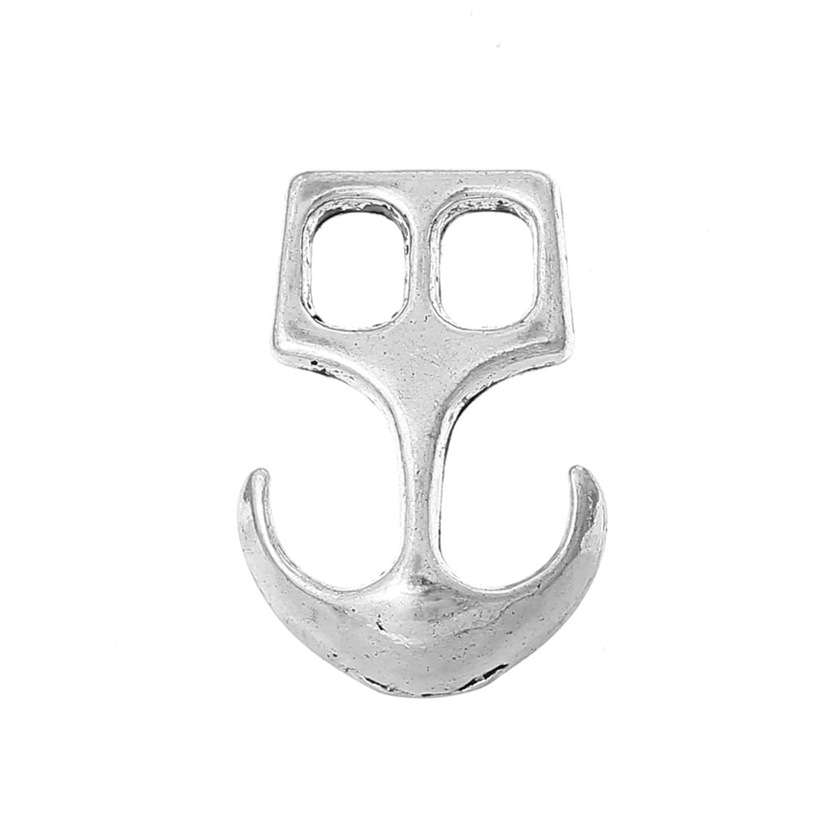 Anchor Clasp Connector - Silver - 23mm x 16mm (7/8" x 5/8") - Silver Anchor Clasp for Leather Bracelet - Clasps for Leather Finding (34508)