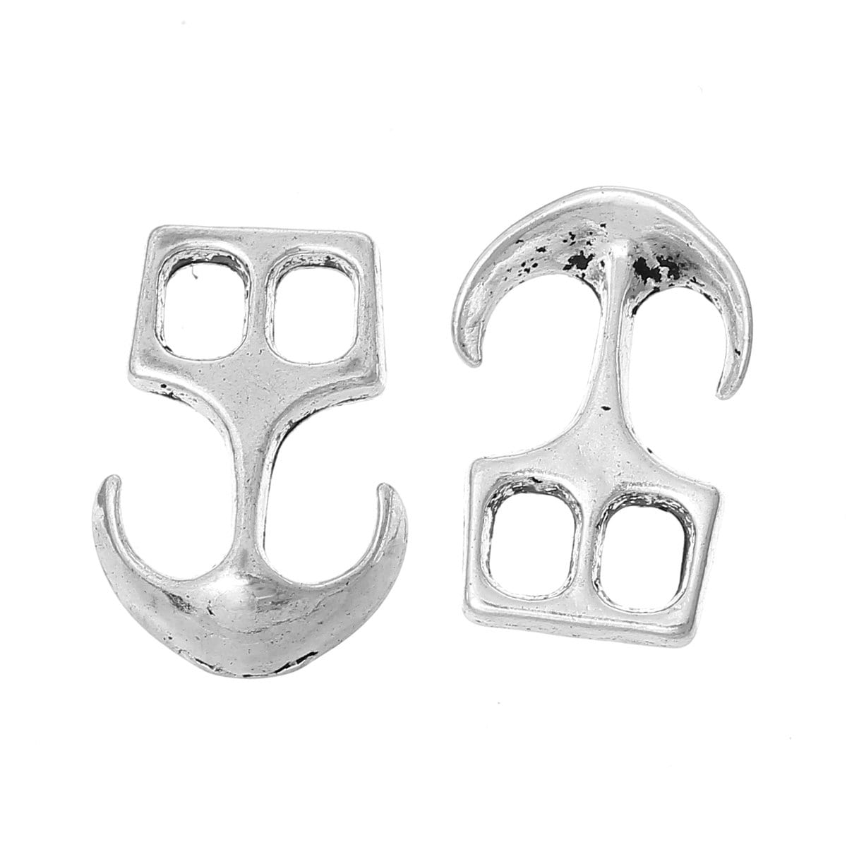 Anchor Clasp Connector - Silver - 23mm x 16mm (7/8" x 5/8") - Silver Anchor Clasp for Leather Bracelet - Clasps for Leather Finding (34508)