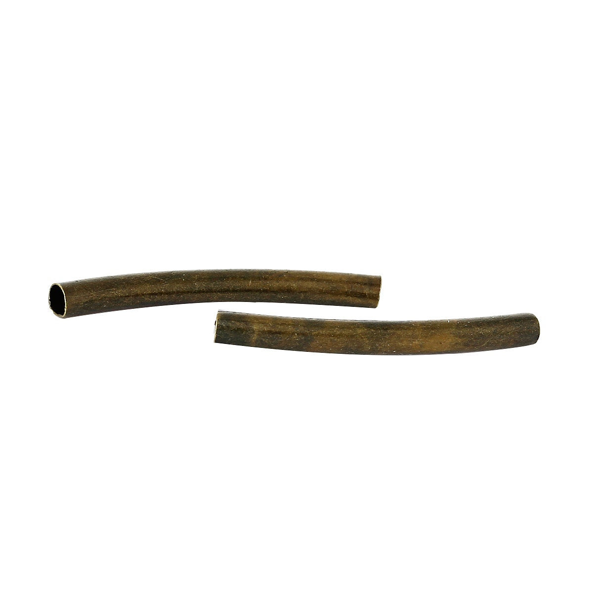 Antique Bronze Tube Beads - Curved - 29mm x 3mm (1 1/8" x 1/8") - Noodle Bronze Tube Bead - Lead Nickel Safe (43300)