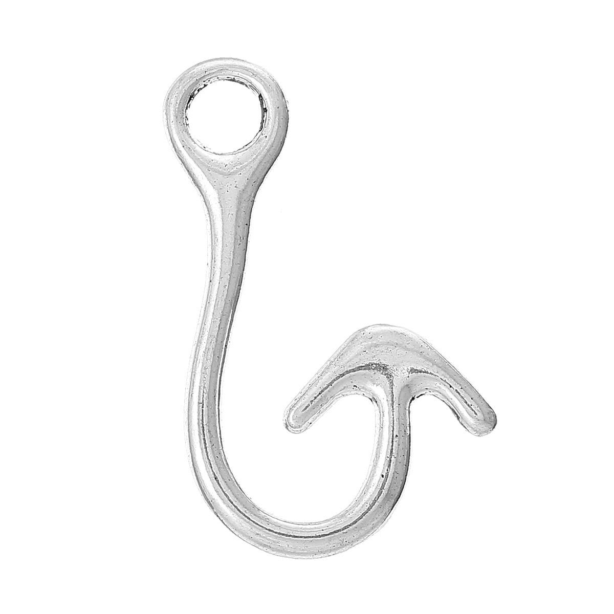 5 Silver Hook Clasps - 3.7cm x 2.2cm (1 1/2" x 7/8") - Silver Clasp for Leather Cord or Bracelet (35514)