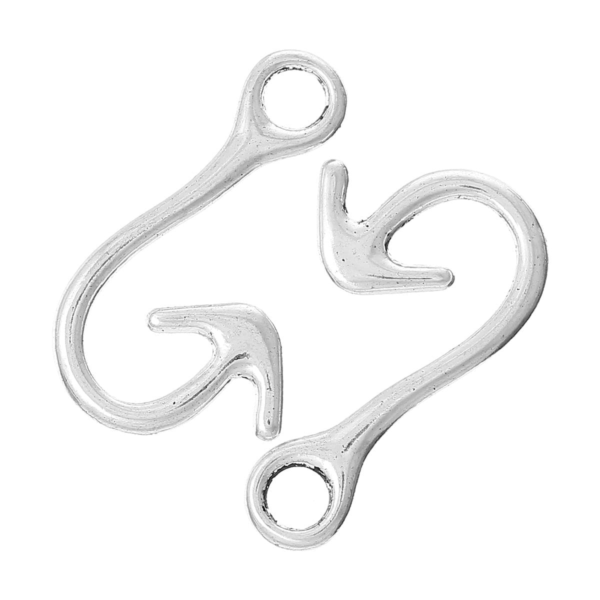 5 Silver Hook Clasps - 3.7cm x 2.2cm (1 1/2" x 7/8") - Silver Clasp for Leather Cord or Bracelet (35514)