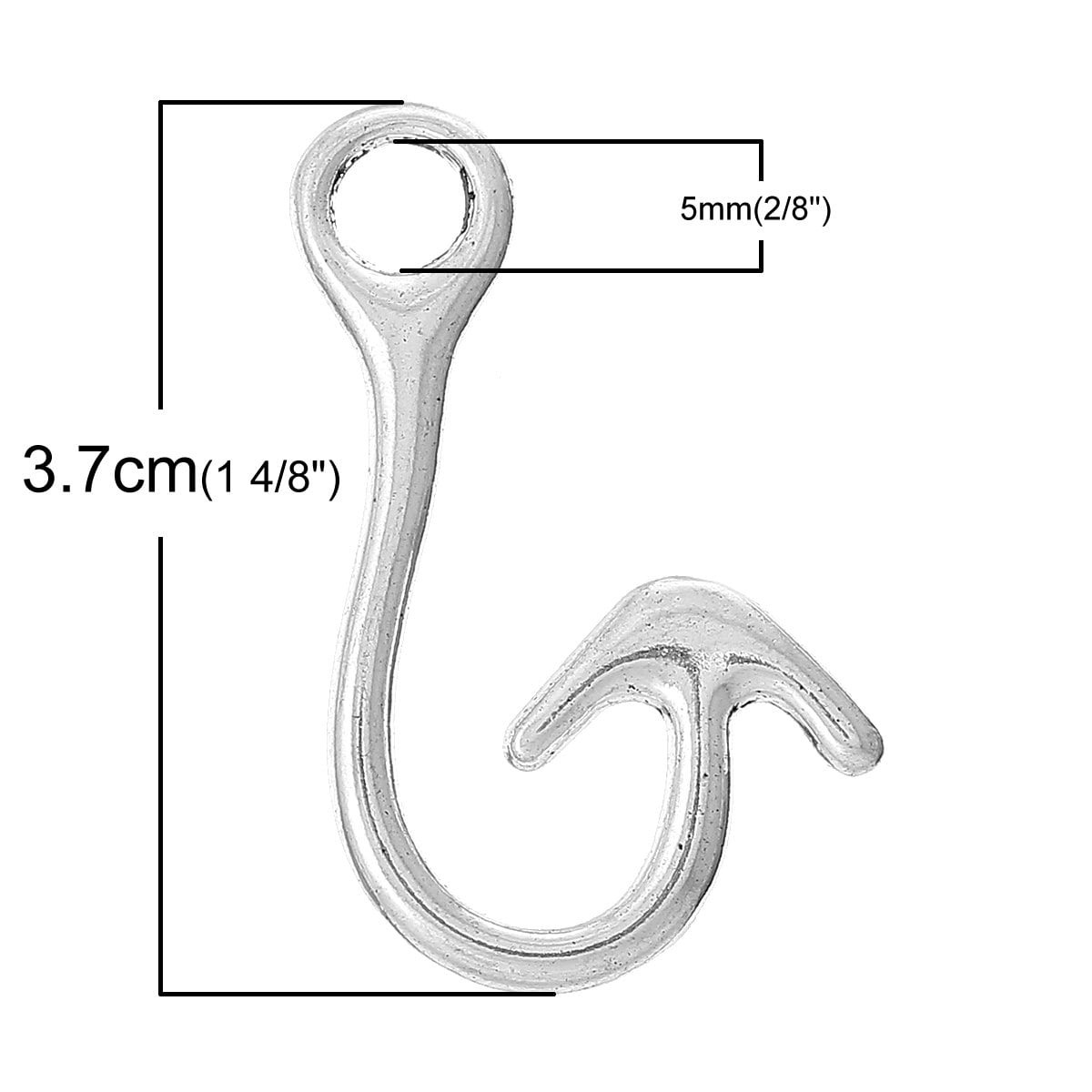 5 Silver Hook Clasps - 3.7cm x 2.2cm (1 1/2" x 7/8") - Silver Clasp for Leather Cord or Bracelet (35514)