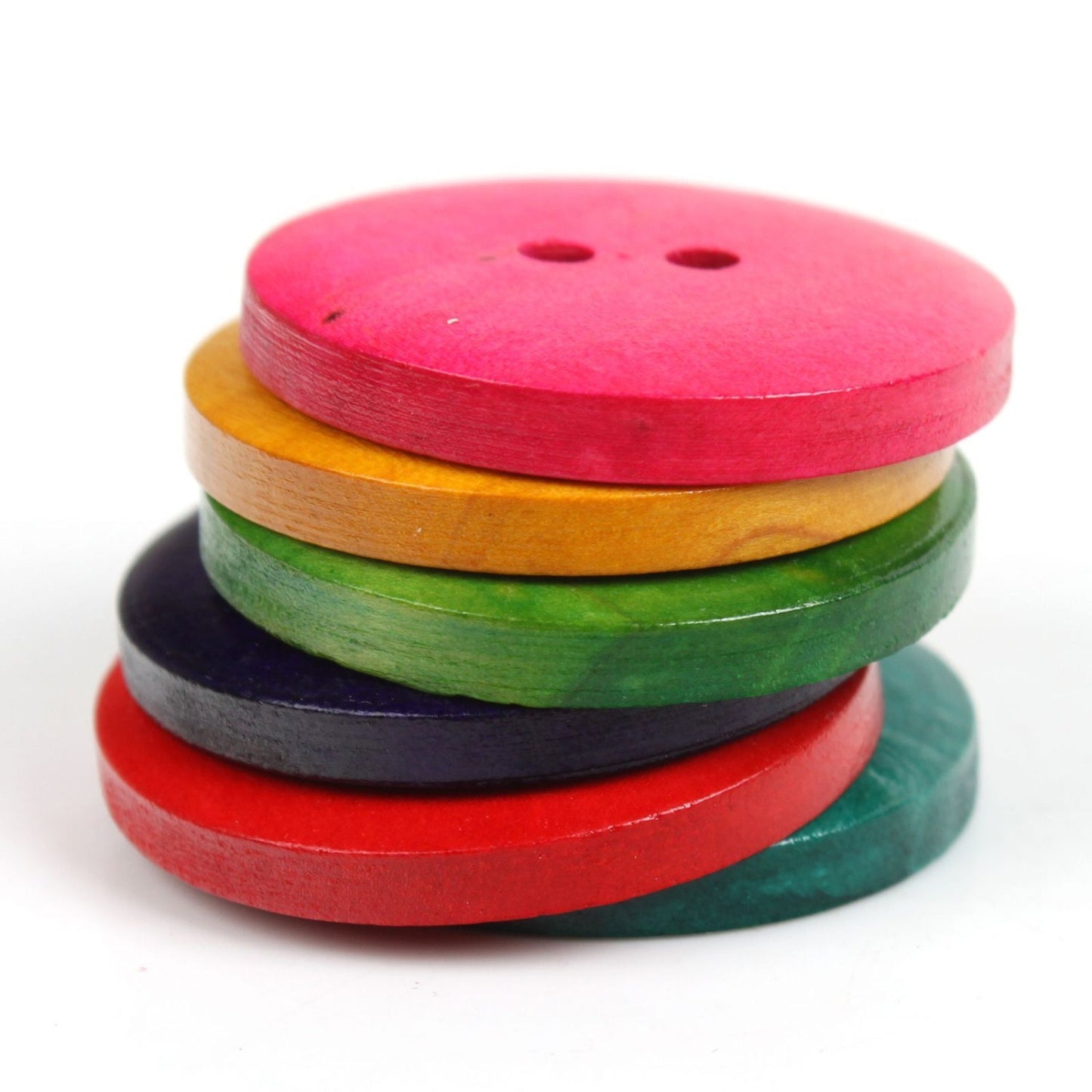 1 inch Mixed Color Wooden Buttons - 25mm (1 inch)- Mixed Colors - 2 Hole - Mixed Wood Button (B0251693)