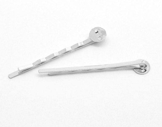 25 Silver Bobby Pins - 8mm Glue Pad - 50mm (2 inches) - Hair Clip Accessories - Hair Pin - Silver Bobbie Pin (18046)