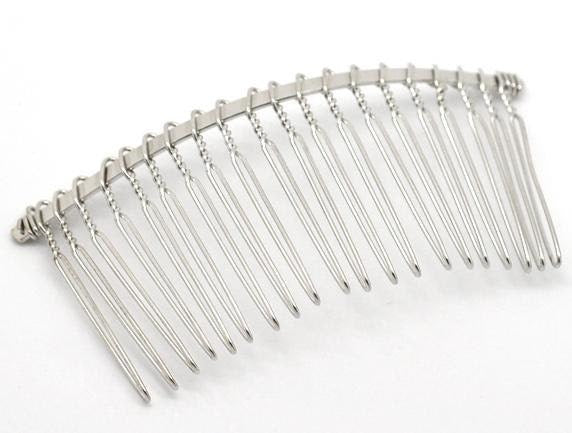 Silver Hair Combs - Nickel Free - Lead Free - Wedding Bridal Comb - 78mm x 38mm (3 inch x 1.5 inch) - Hair Clip Accessories (17122)