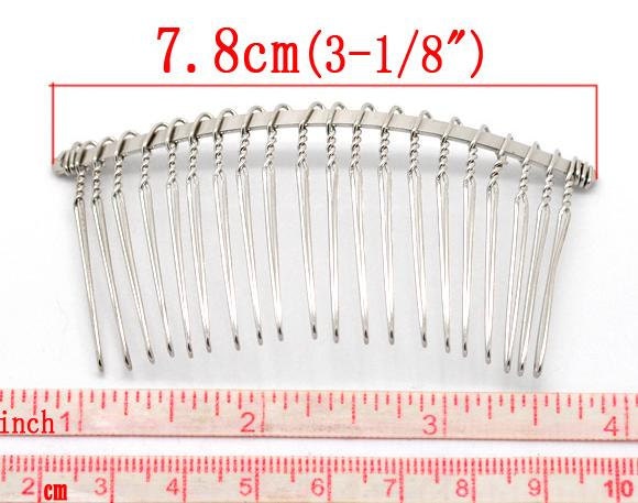 50 Silver Hair Combs - Nickel Free - Lead Free - Wedding Bridal Comb - 78mm x 38mm (3 inch x 1.5 inch) - Hair Clip Accessories (17122)