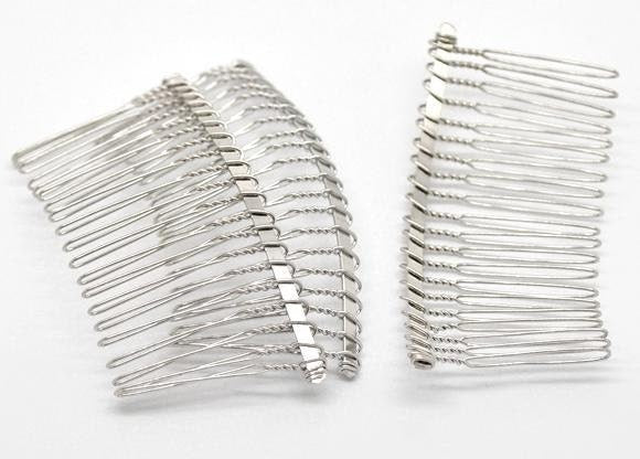 50 Silver Hair Combs - Nickel Free - Lead Free - Wedding Bridal Comb - 78mm x 38mm (3 inch x 1.5 inch) - Hair Clip Accessories (17122)