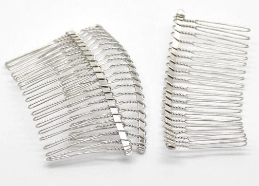 50 Silver Hair Combs - Nickel Free - Lead Free - Wedding Bridal Comb - 78mm x 38mm (3 inch x 1.5 inch) - Hair Clip Accessories (17122)