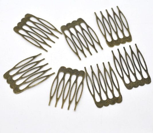 30 Bronze Hair Combs - Nickel Free - Lead Free - Wedding Bridal Comb - 39mm x 26mm - Hair Clip Accessories - Silver Comb (14362)