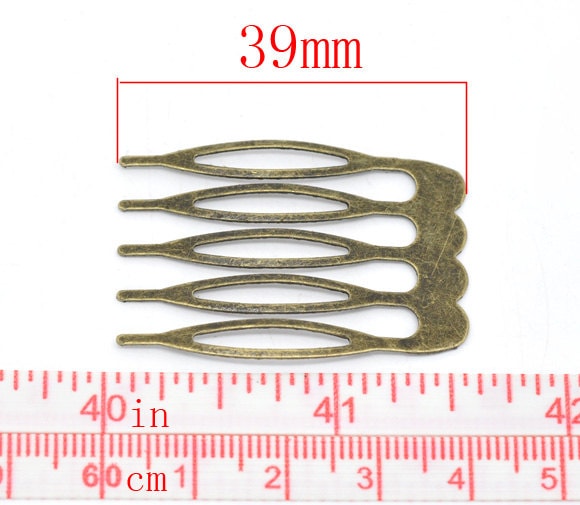 5 Bronze Hair Combs - Nickel Free - Lead Free - Wedding Bridal Comb - 39mm x 26mm - Hair Clip Accessories - Silver Comb (14362)